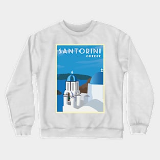 Santorini, Greece - Vintage Travel Poster Crewneck Sweatshirt